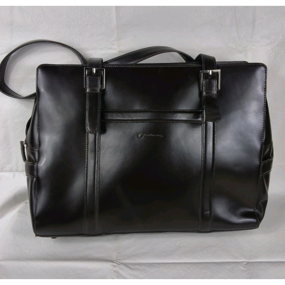 Franklin Covey Leather Tote Briefcase Laptop Bag Professional Brown